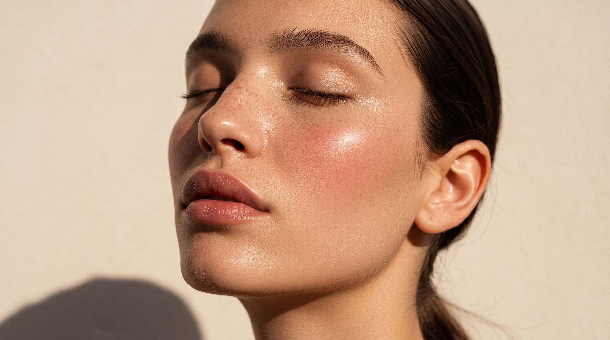Close-up side view of a woman’s face highlighting cheekbones and jawline for facial implant examples