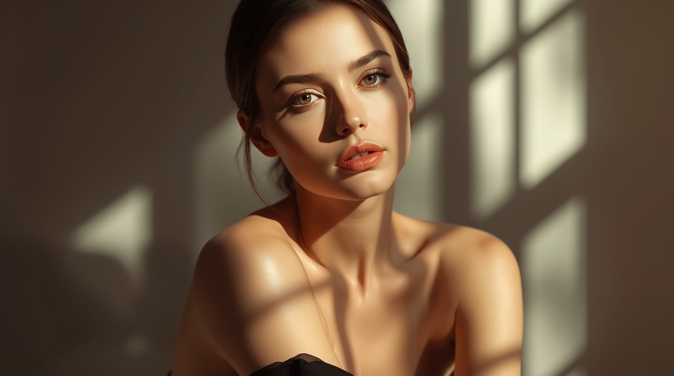 Soft lighting on a serene face.