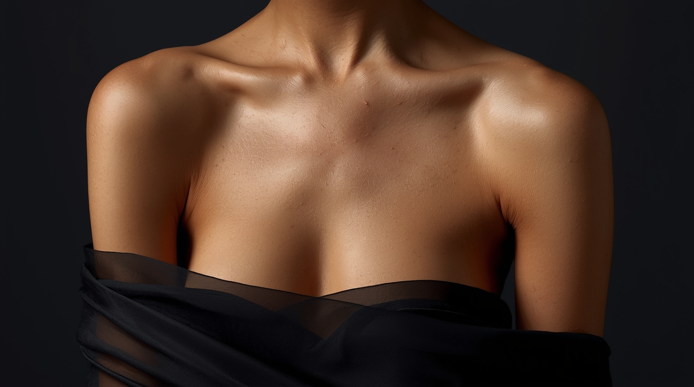 Elegant shoulders draped in fabric.