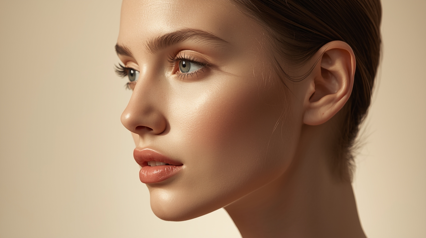 Elegant profile of a young woman.